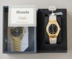Nivada Grenchen F77 MKII Gold Black Dial Watch