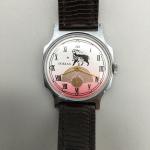 Vintage Pobeda Zodiac Aries Watch with Brown Leather