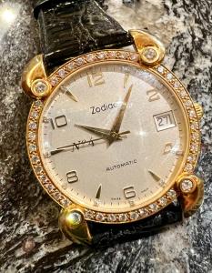 Zodiac Vintage Swiss Gold and Diamond Watch