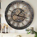 Vintage Industrial Oversized Gear Wall Clock 24