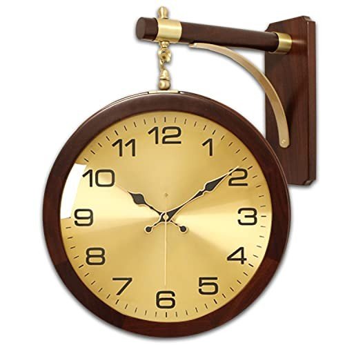 Vintage Wooden Double-Sided Rotating Wall Clock