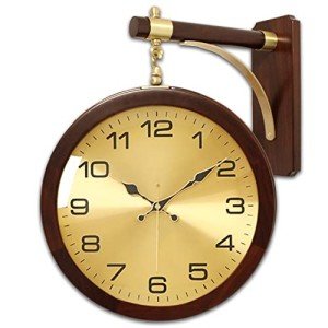 Vintage Wooden Double-Sided Rotating Wall Clock