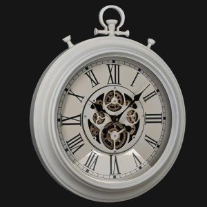 Vintage Industrial Oversized Wall Clock – White