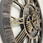 Vintage Industrial Oversized Gear Wall Clock 24