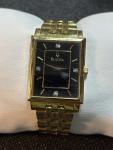Vintage Bulova Gold Tone Rectangle Dress Watch