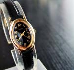 Vintage Timex Oval Dial Women's Gold & Black Watch