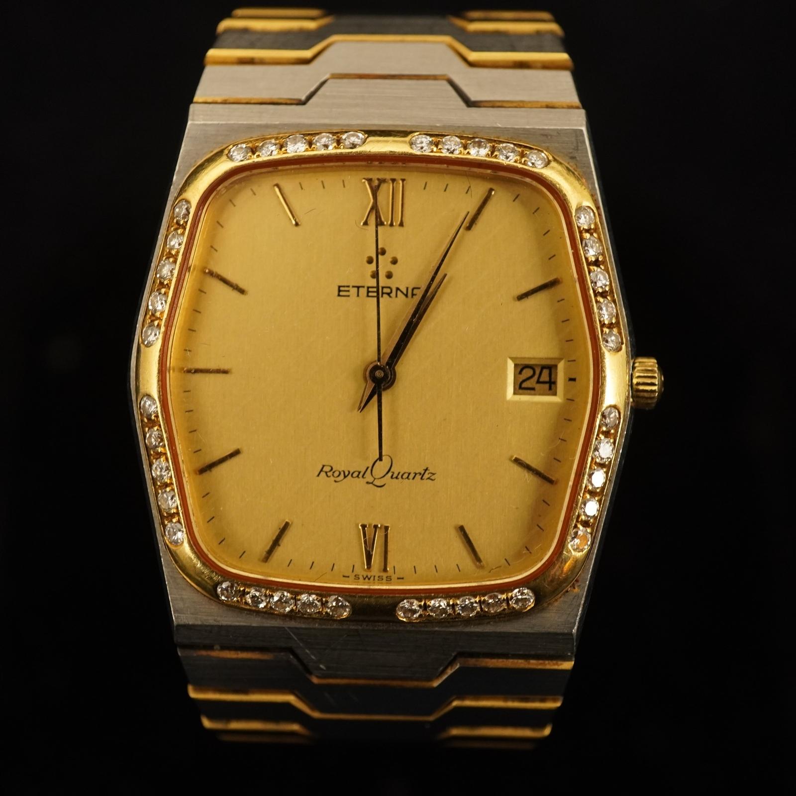 Eterna Royal Quartz Men's Watch with Diamond Bezel