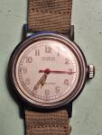 1940s Clinton Military Watch Silver Dial Luminous