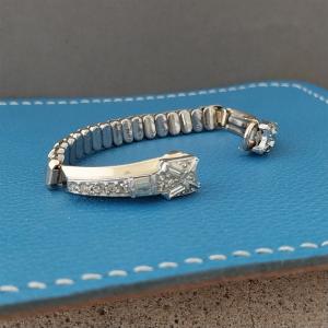 1950s Yellow Gold-Filled Rhinestone Cocktail Watch Band