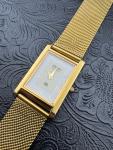 Gold and White Vintage Seiko Slim Wrist Watch