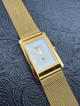 Gold and White Vintage Seiko Slim Wrist Watch