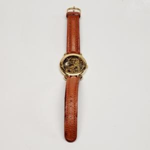 Vintage Gold Tone Skeleton Mens Watch 34mm