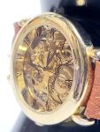 Vintage Gold Tone Skeleton Mens Watch 34mm