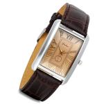 Men's Retro Square Quartz Watch with Brown Strap