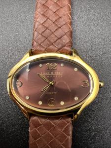 Joan Rivers Vintage Gold Tone Leather Watch