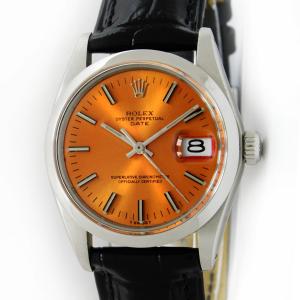 Rolex Oyster Perpetual Date Orange Dial Watch 34mm