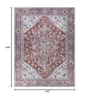 Vintage Machine Washable Brick Ivory Area Rug
