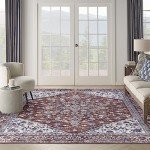 Vintage Machine Washable Brick Ivory Area Rug