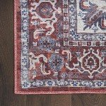 Vintage Machine Washable Brick Ivory Area Rug