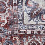 Vintage Machine Washable Brick Ivory Area Rug