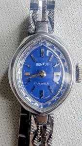 Vintage Benrus Women's Cocktail Watch with Blue Dial