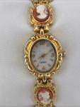 Vintage Gold Tone Ladies Dress Watch with Cameo Dial