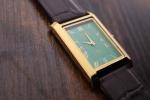 Vintage Seiko Quartz Slim Tank Men's Watch Green Dial