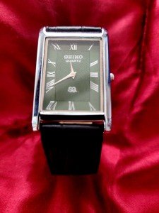 Seiko Vintage Slim Tank Quartz Leather Watch