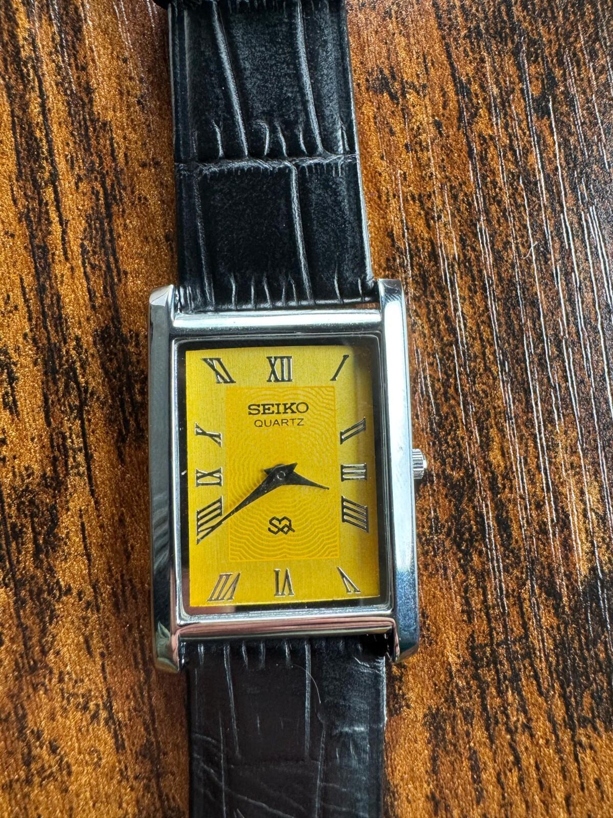 Seiko Slim Tank Quartz Men's Yellow Dial Watch