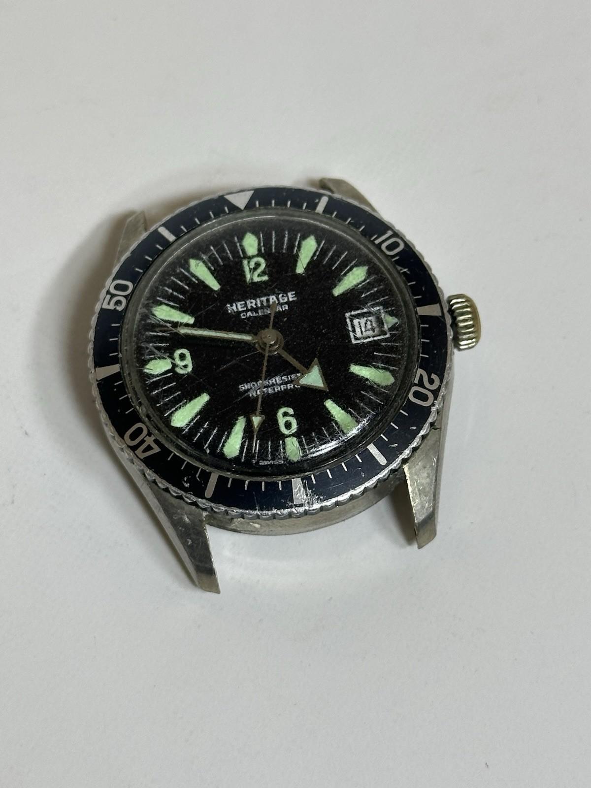 Vintage Swiss Diver Watch with Calendar, 36mm