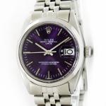 Rolex Oyster Perpetual Date Purple Dial 34mm Watch
