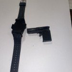 Vintage LCD Quartz Kronoform Watch with Unique Gun Feature
