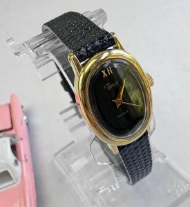 Timex Vintage Gold Oval Black Dial Women's Watch