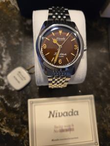 Nivada Grenchen 38mm Automatic Tropical Dial Watch