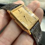 Vintage Citizen Gold Tone Tank Watch with Leather Band