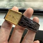 Vintage Citizen Gold Tone Tank Watch with Leather Band