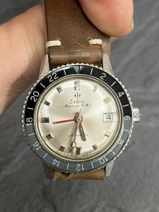 Vintage Zodiac Aerospace GMT '60s Watch - Black/Gray Bezel