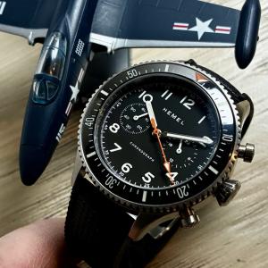 Hemel HFT20 Vintage Pilot Mecaquartz Chronograph 42mm