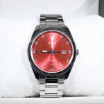 Casio Men's Vintage Red Dial Stainless Steel Watch
