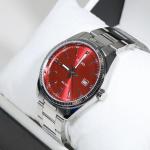 Casio Men's Vintage Red Dial Stainless Steel Watch