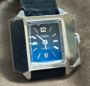 Blue Art Deco Mechanical Wind-Up Watch