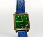 Zenith Respirator Automatic Watch Green Face Gold Tone