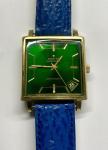 Zenith Respirator Automatic Watch Green Face Gold Tone