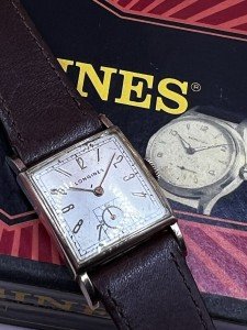 1940s Art Deco Longines Tank Watch with Box