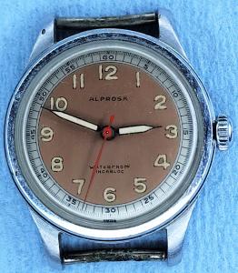 Vintage Alprosa Men's Military Field Watch Red Hands