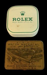 Vintage ROLEX & ELGIN Watch Parts Tins