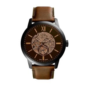 Fossil Townsman Automatic Black Leather Skeleton Watch