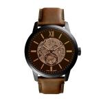 Fossil Townsman Automatic Black Leather Skeleton Watch