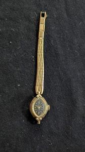 Gold-Tone Vintage Women's Cocktail Watch with Black Dial