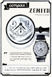 Vintage Zenith Compax Chronograph Poster c1920s 24x32”